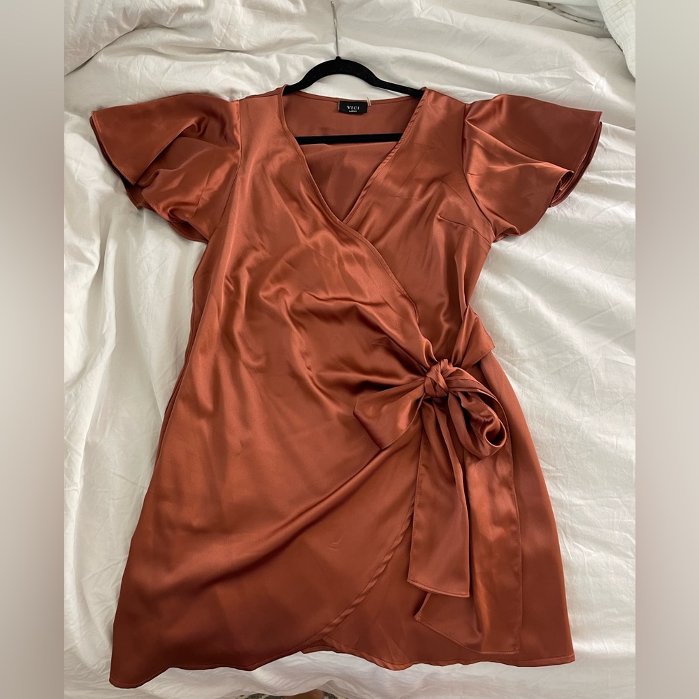 Satin wrap dress